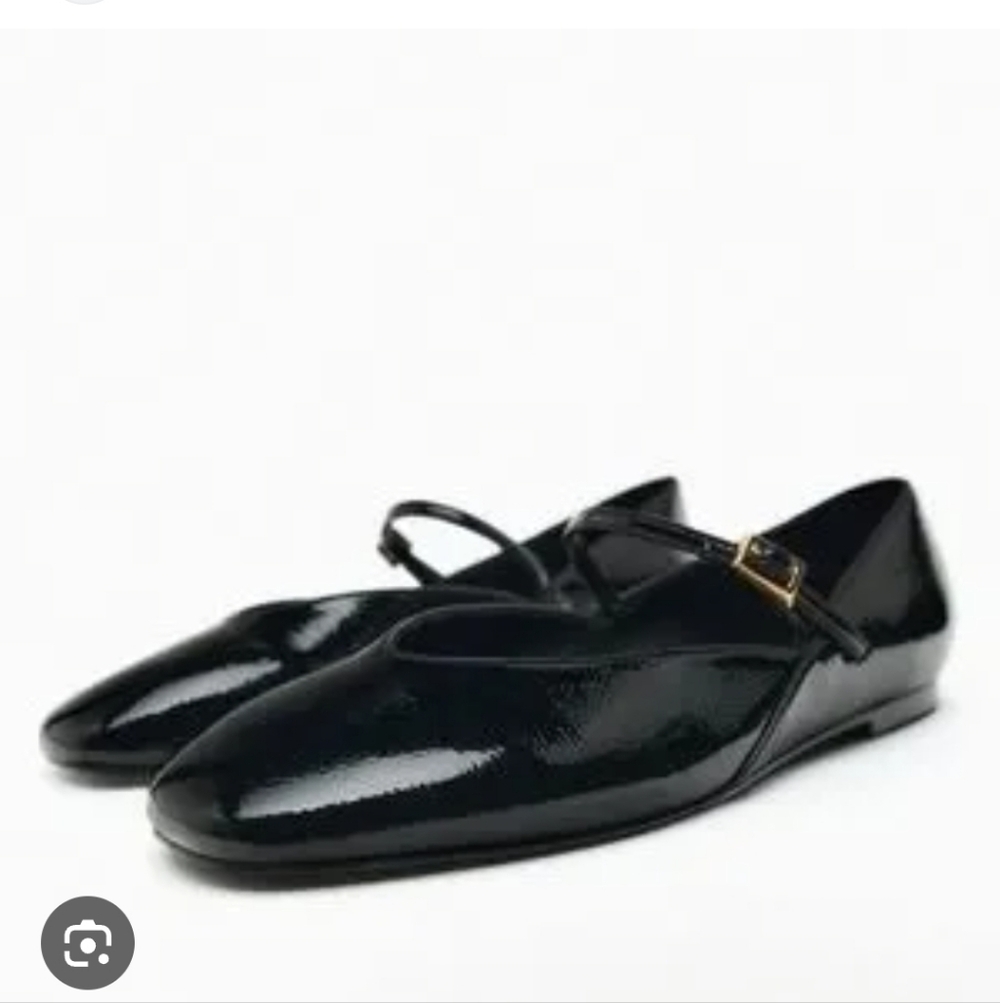 Zara Black Faux Patent Leather Ballet Flats